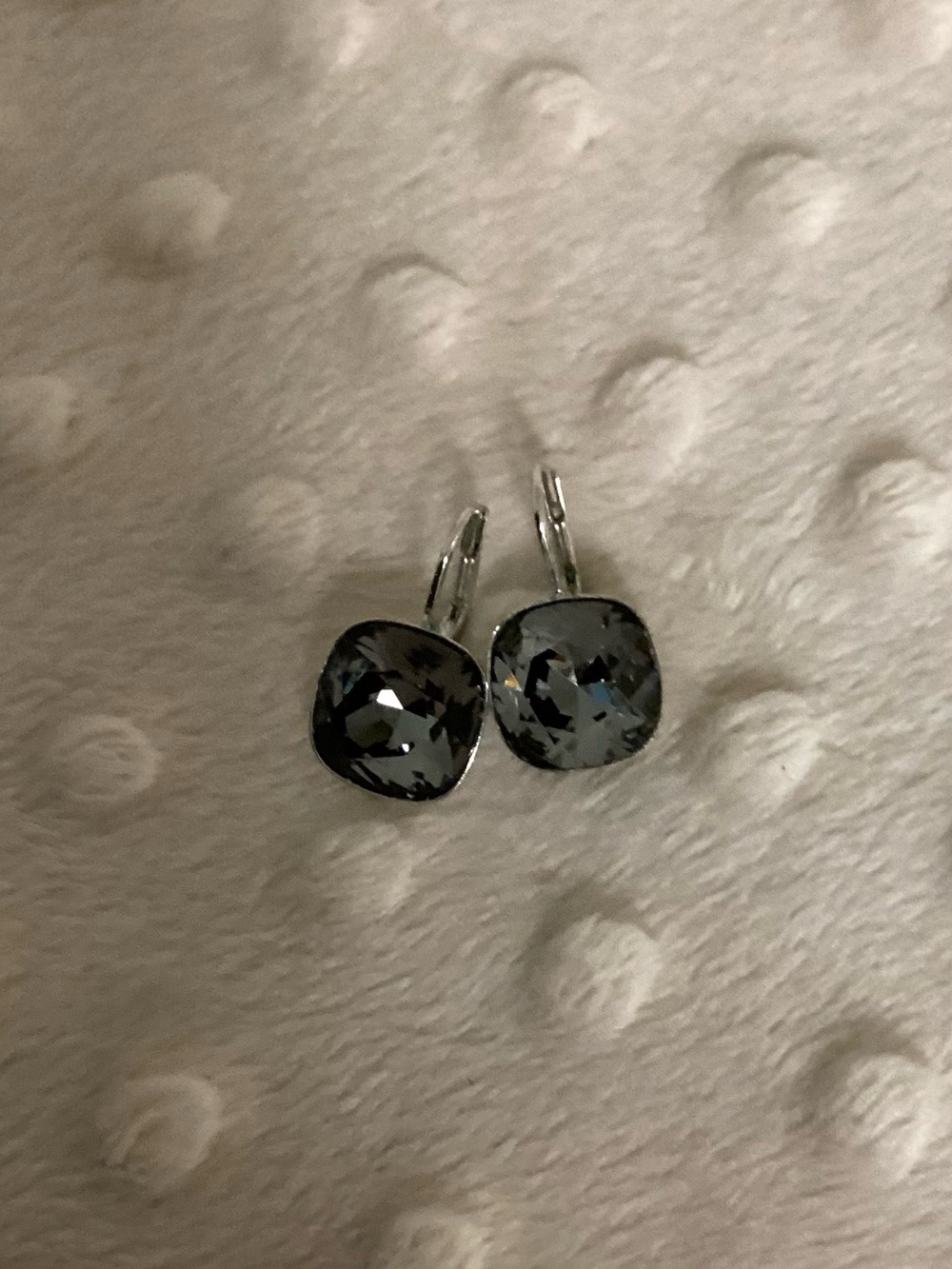 Swarovski Women's Gray Crystal Drop Earrings - Elegant Silver-Tone